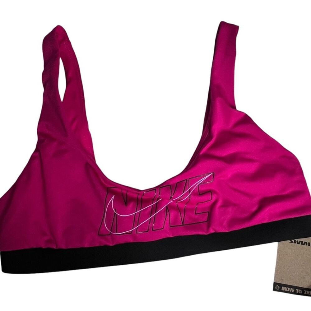 Nike Women's Athletic  Swim Pink Bikini Top Swoosh Logo Sz XL